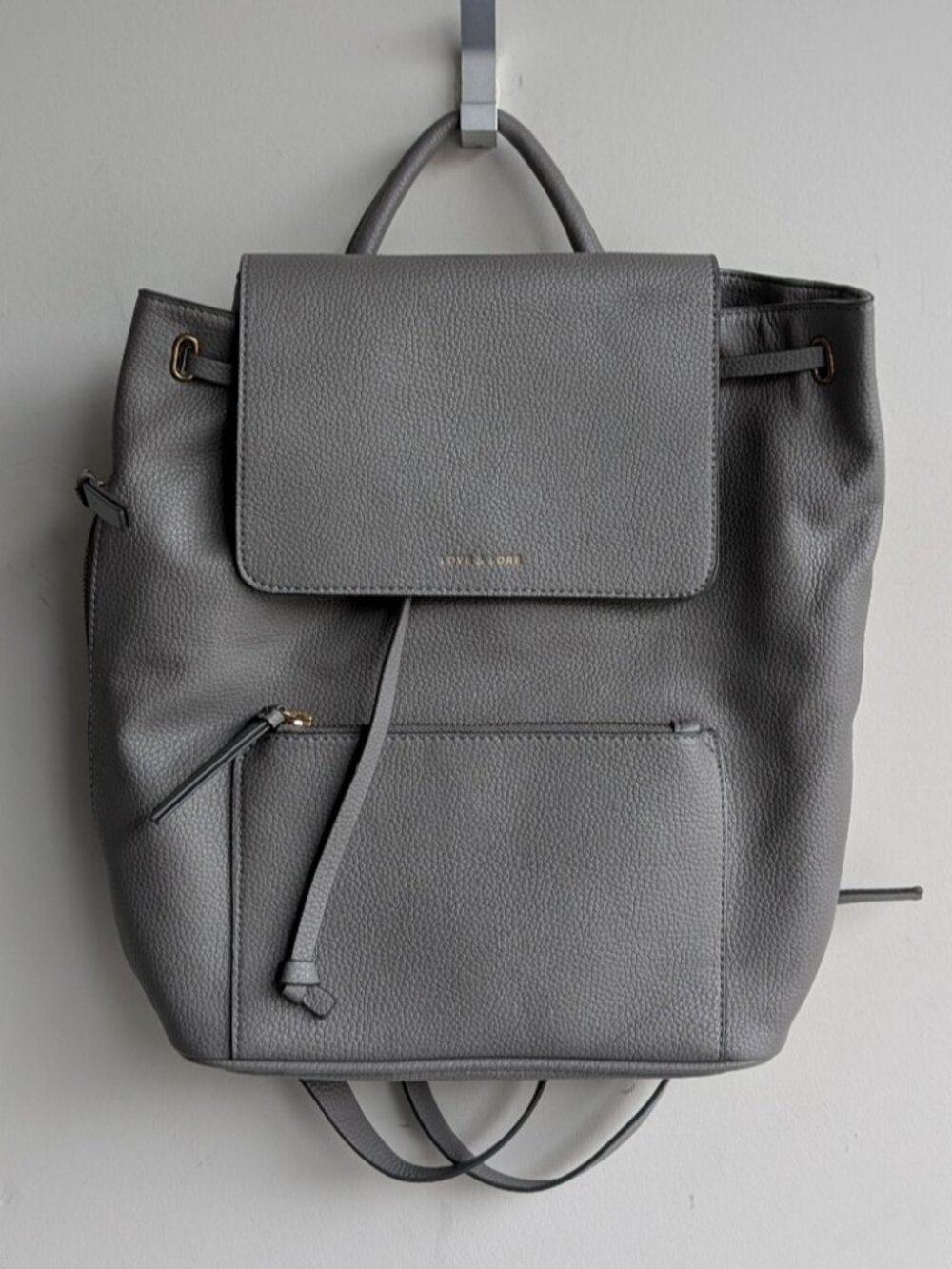 NWOT Love & Lore Gray Faux Leather Backpack